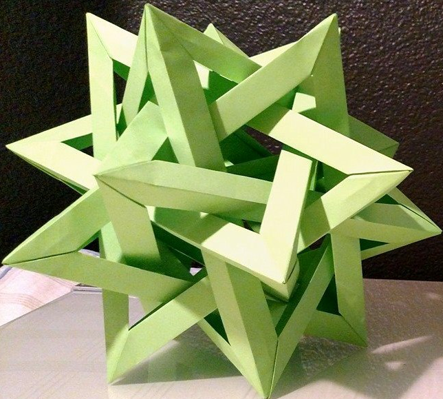 Geometric intersecting tetrahedra folded from paper using origami